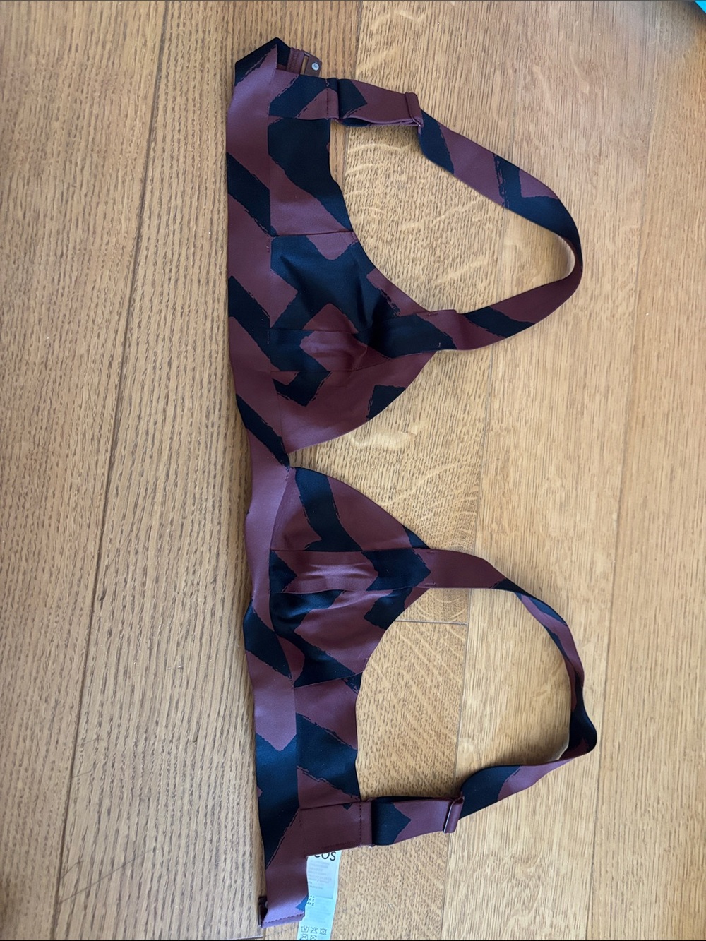 COS Brown/ aubergine and Black Abstract Bikini Top